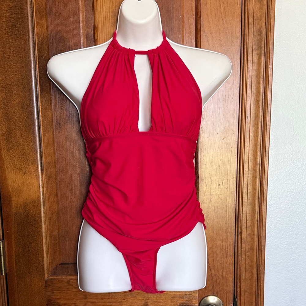 Amazon Women's Red Halter One Piece Swimsuit